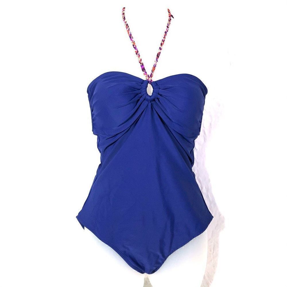 Women's Tied Up Swimsuit Bathing Suit Halter Neck One Piece Beach Summer Blue